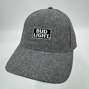 Bud Light Grey Wool Blend Baseball Cap Adjustable Logo Hat 131187